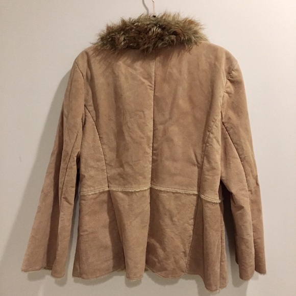 Boho St. John’s Bay leather suede faux fur coat hippie jacket vintage style - Picture 3 of 3
